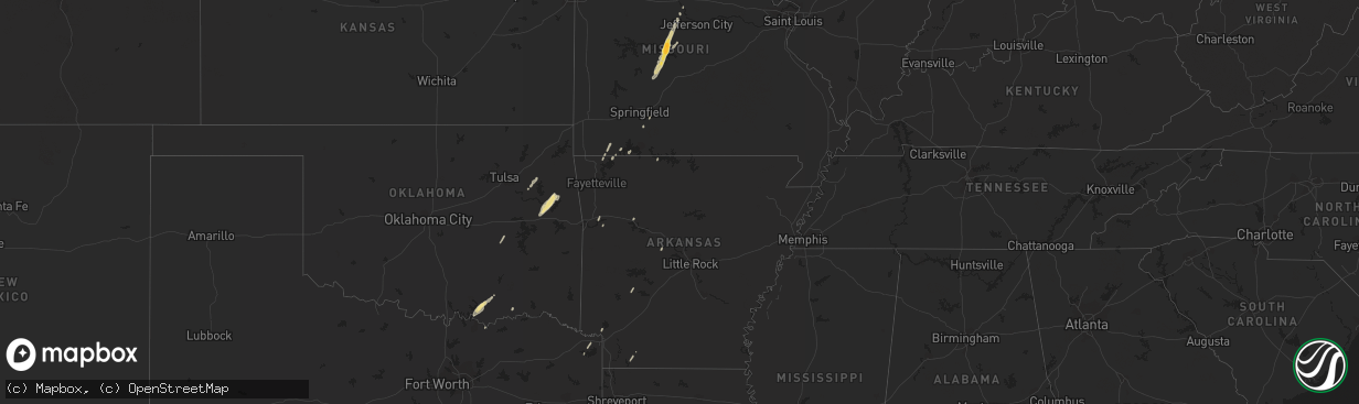 Hail map in Louisiana on April 15, 2012