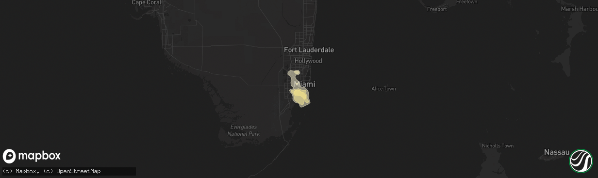 Hail map in Hialeah, FL on April 17, 2011