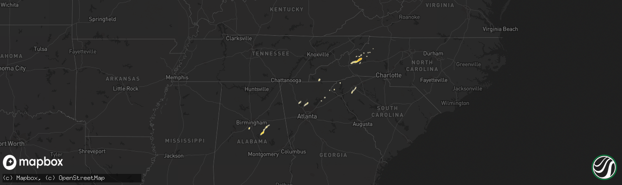 Hail map in Georgia on April 17, 2012