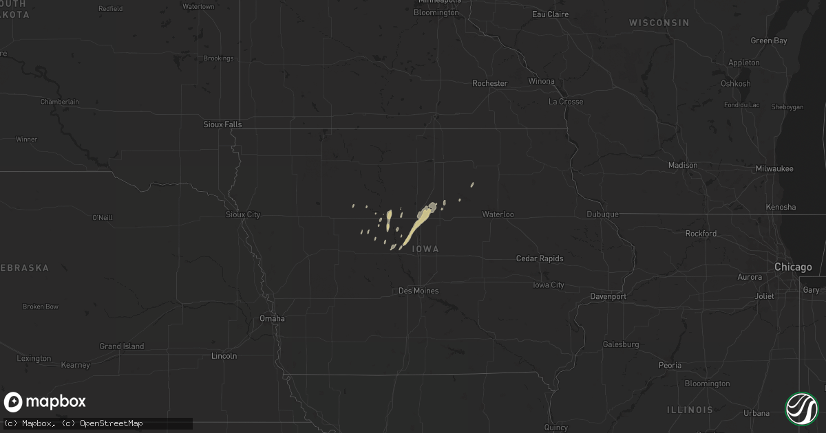 Hail map in Iowa on April 17, 2018