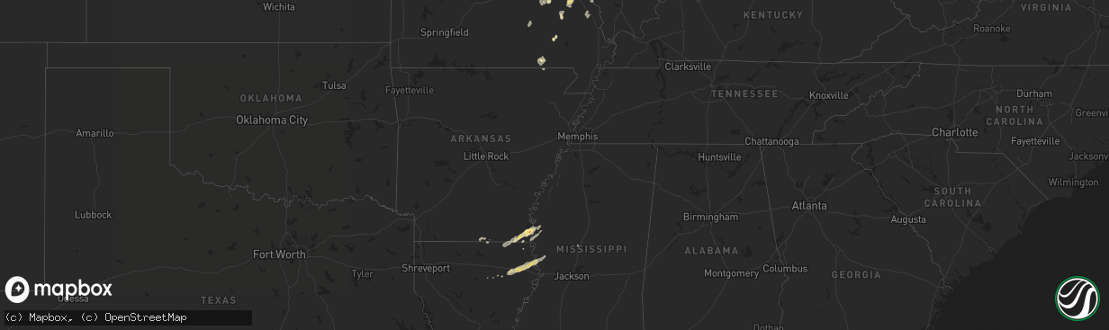 Hail map in Louisiana on April 18, 2013