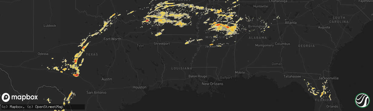 Hail map on April 20, 2011