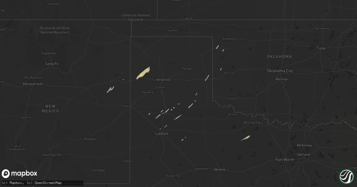 Hail map in New Mexico on April 20, 2018