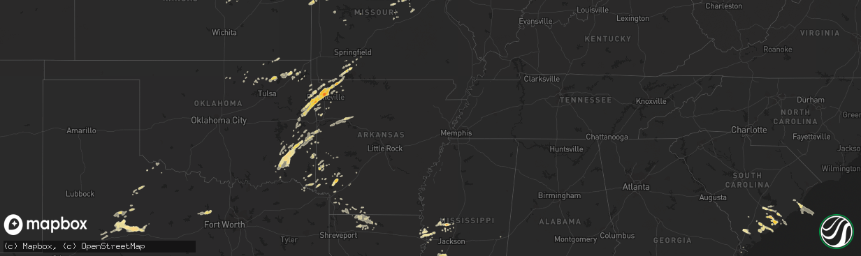 Hail map in South Carolina on April 21, 2011