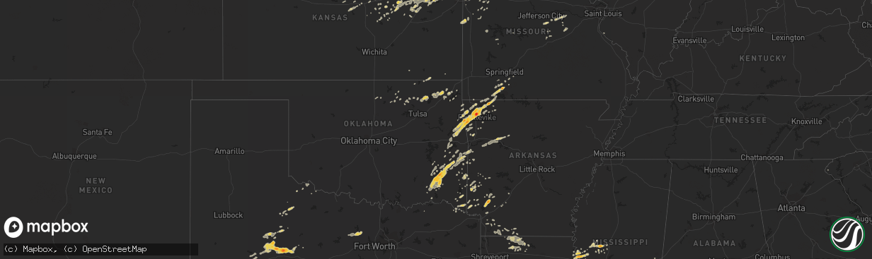 Hail map on April 21, 2011