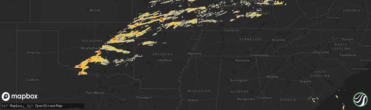 Hail map on April 22, 2011