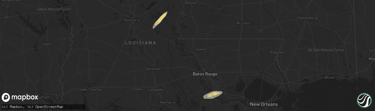 Hail map in Saint James, LA on April 25, 2019