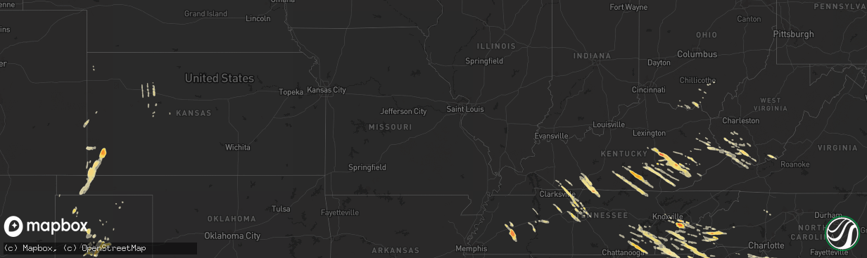 Hail map in Tennessee on April 26, 2012