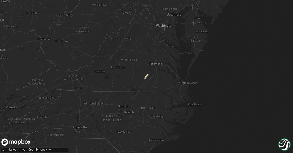 Hail map in Virginia on April 26, 2018