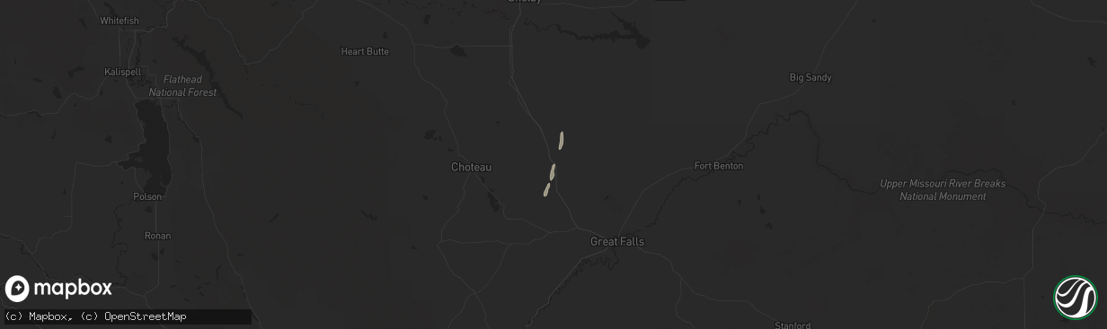 Hail map in Dutton, MT on April 28, 2018