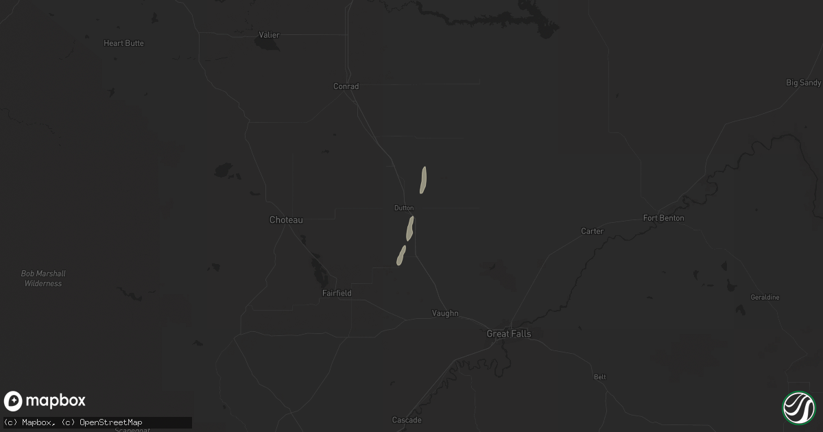 Hail map in Dutton, MT on April 28, 2018