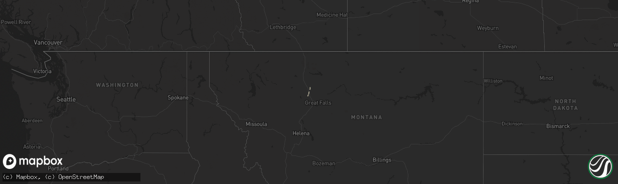 Hail map in Montana on April 28, 2018