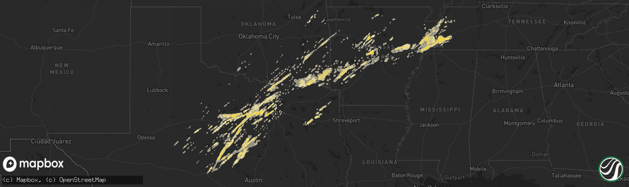 Hail map in Tennessee on May 1, 2011