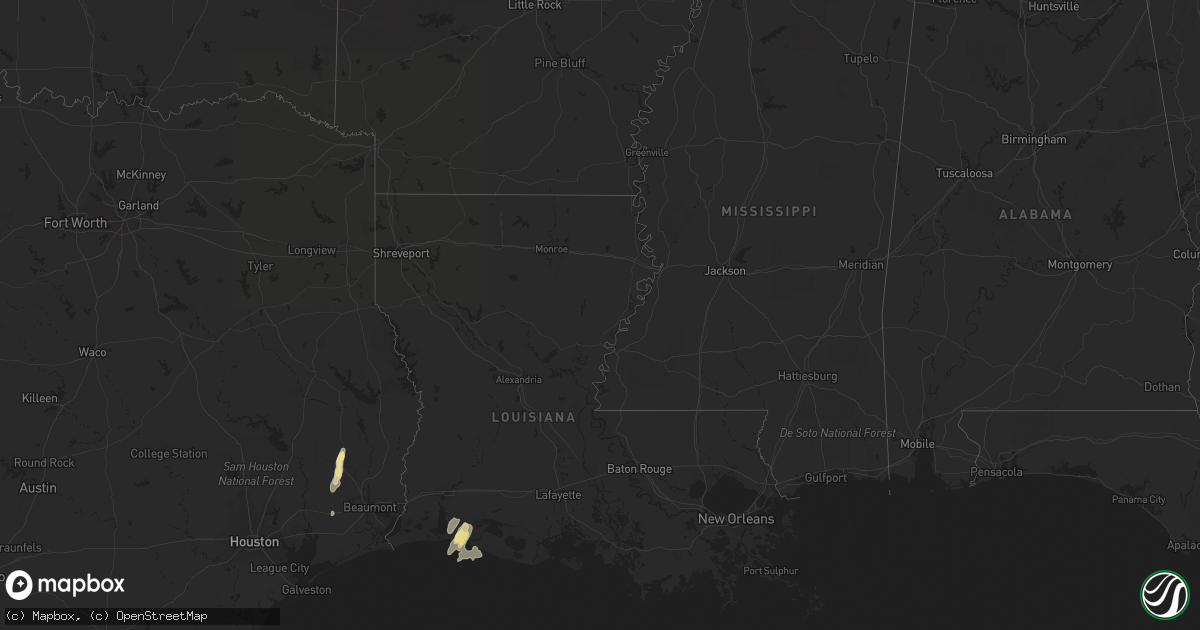 Hail map in Louisiana on May 2, 2017