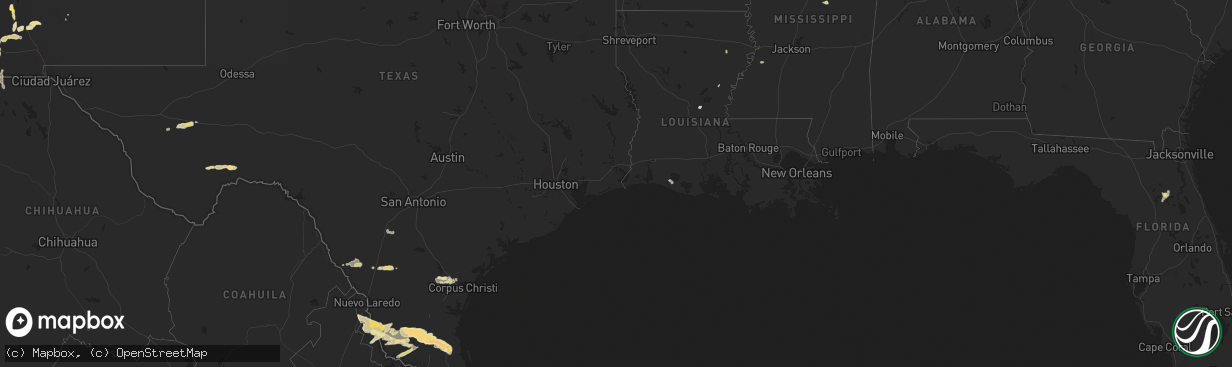 Hail map in Texas on May 8, 2012