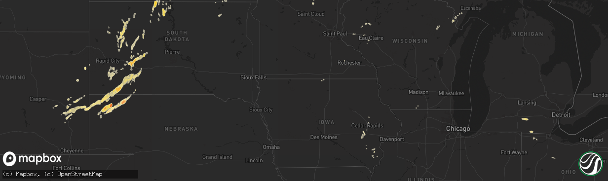 Hail map in North Dakota on May 9, 2011