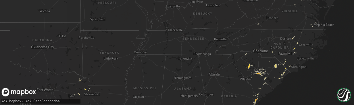 Hail map on May 15, 2012