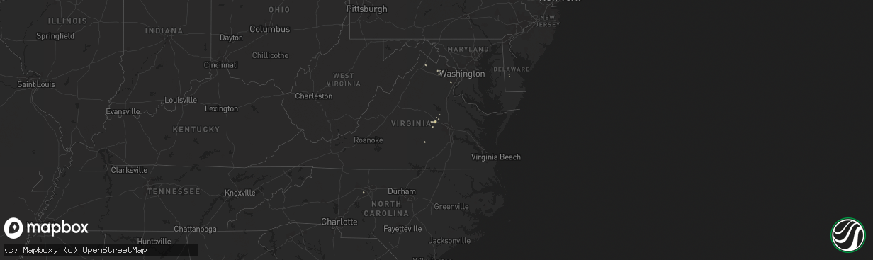 Hail map in Virginia on May 16, 2011