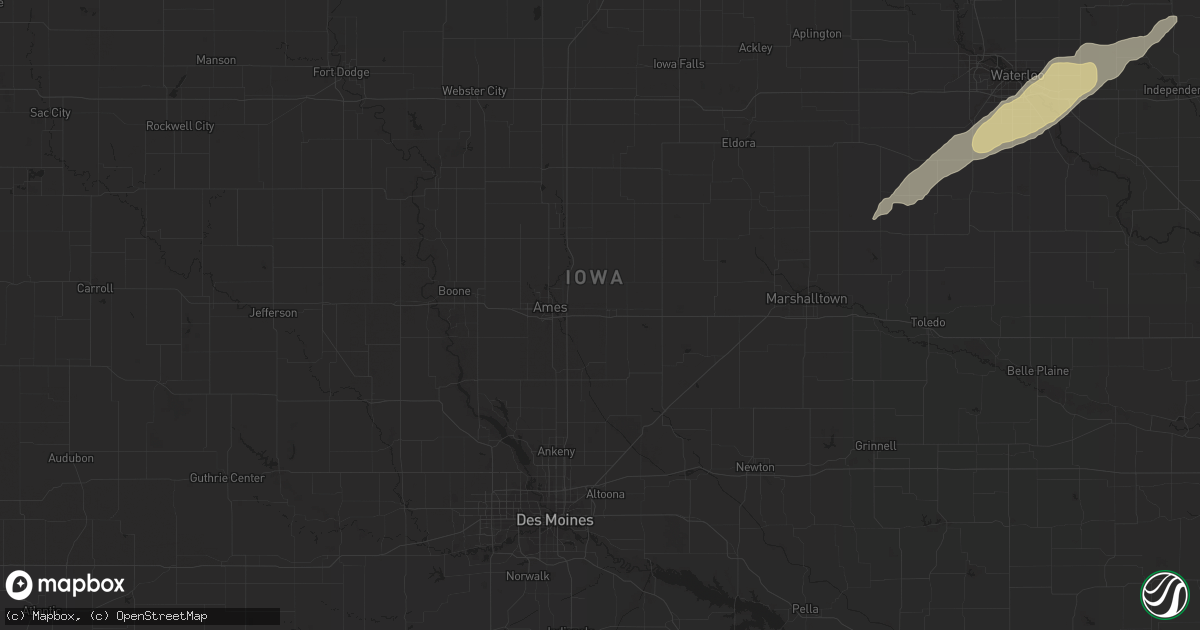 Hail map in Evansdale, IA on May 24, 2012