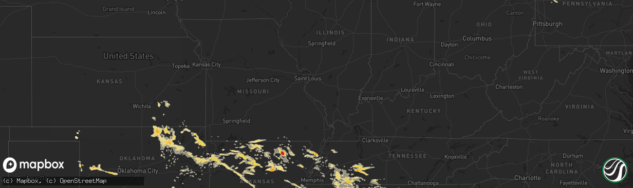 Hail map in Tennessee on June 3, 2012