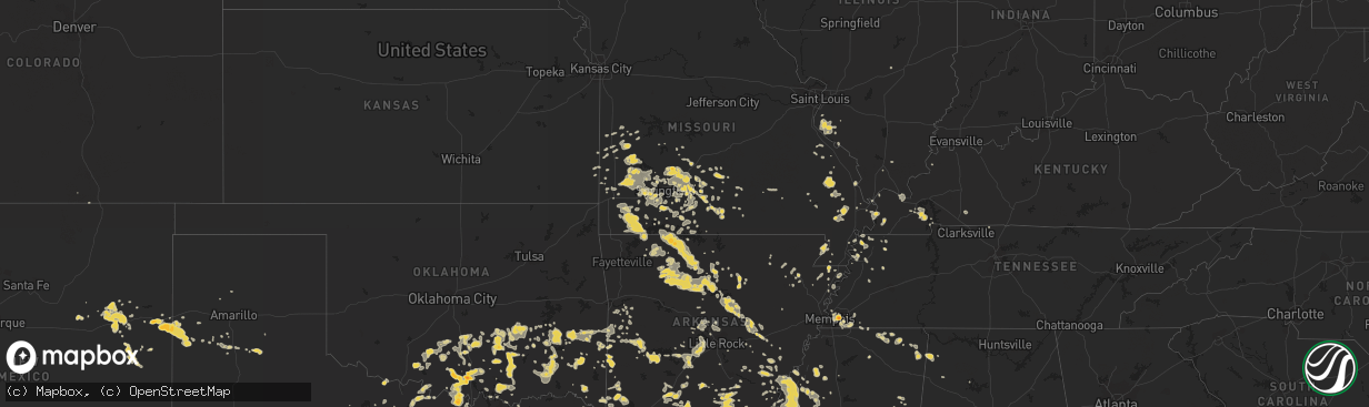 Hail map on June 11, 2012