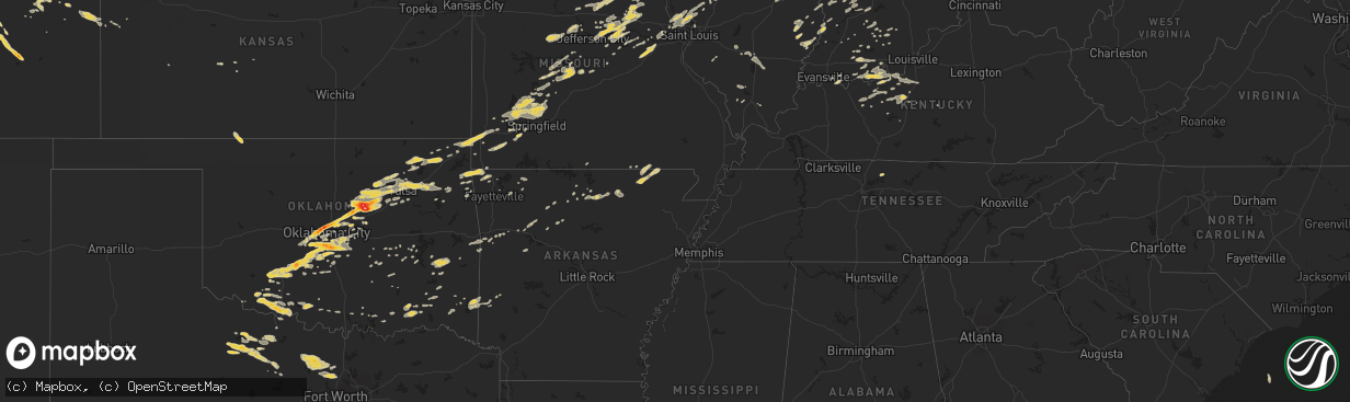 Hail map on June 14, 2011