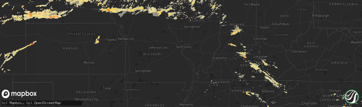 Hail map in Indiana on June 19, 2011