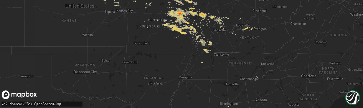 Hail map on June 25, 2011