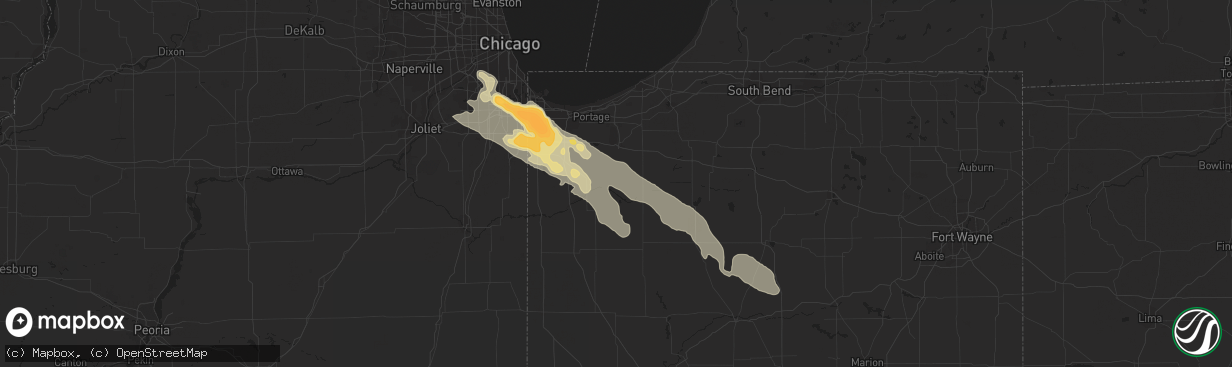 Hail map in Harvey, IL on June 28, 2012