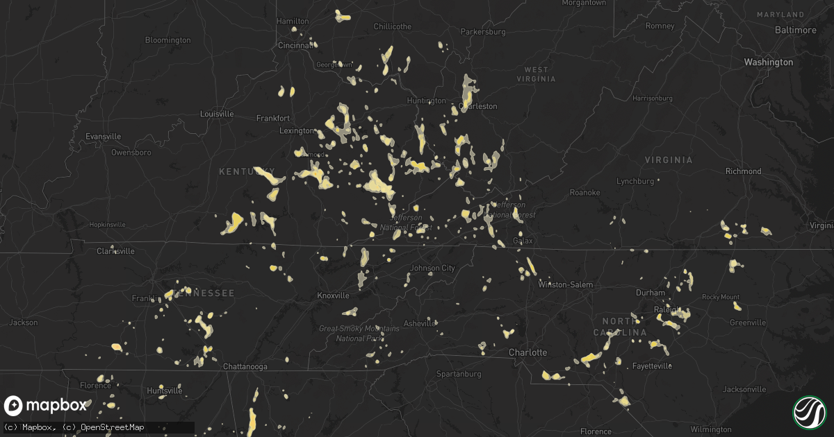 Hail map in Alabama on July 5, 2012