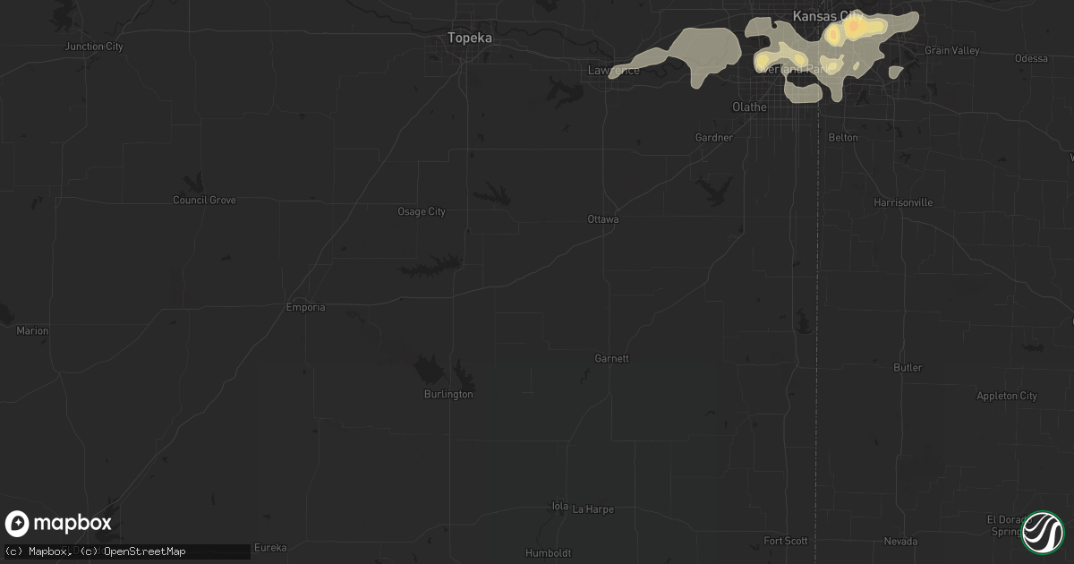 Hail map in Shawnee, KS on July 12, 2011