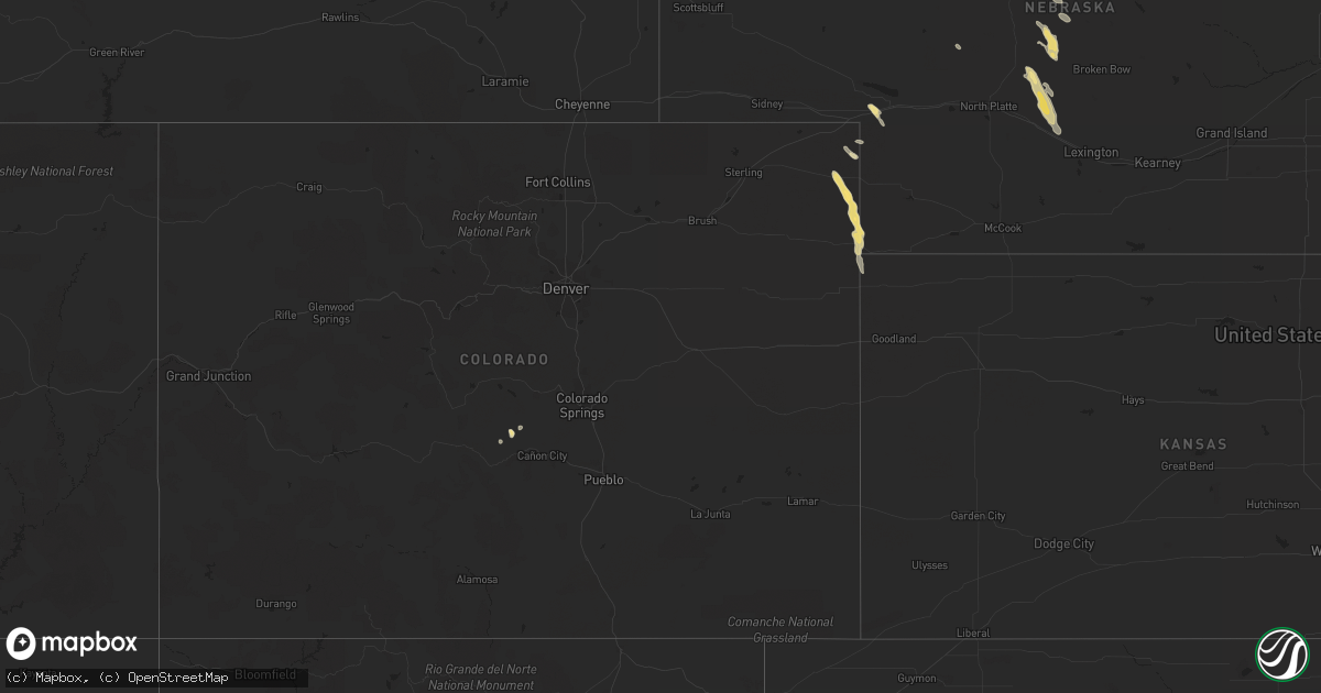 Hail map in Texas on July 12, 2012