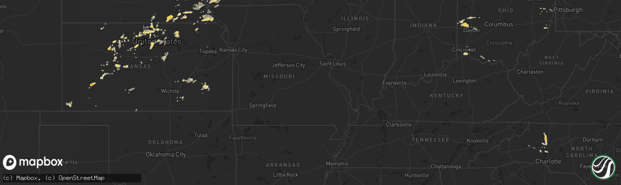 Hail map in Kentucky on July 25, 2012
