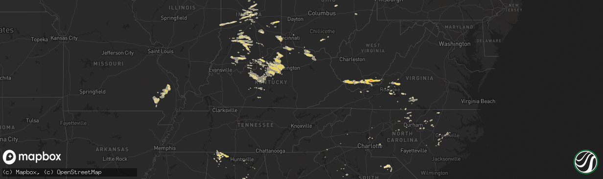 Hail map in Kentucky on July 27, 2012