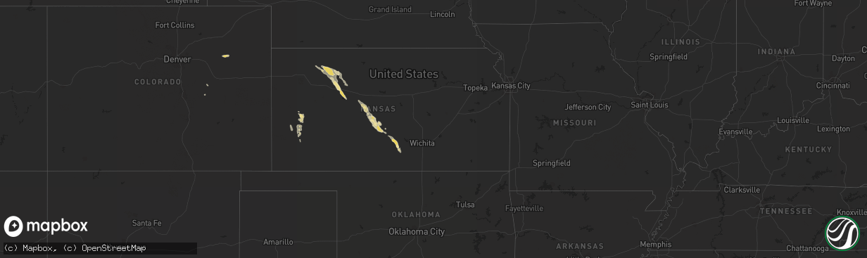 Hail map in Texas on July 27, 2013