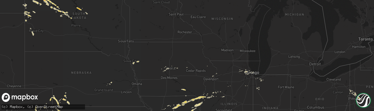 Hail map in North Dakota on July 28, 2011