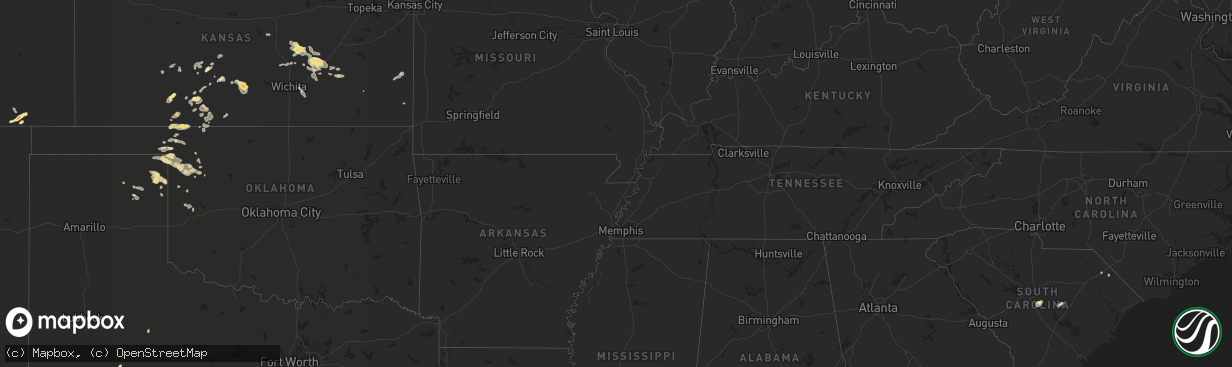 Hail map in Texas on July 29, 2013