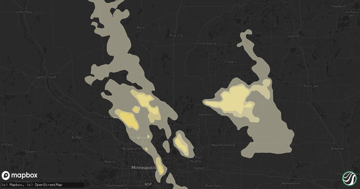 Hail map in Cedar, MN on July 30, 2011