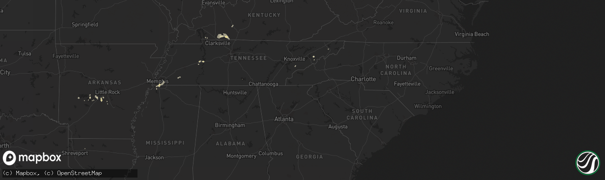 Hail map in Arkansas on August 5, 2012