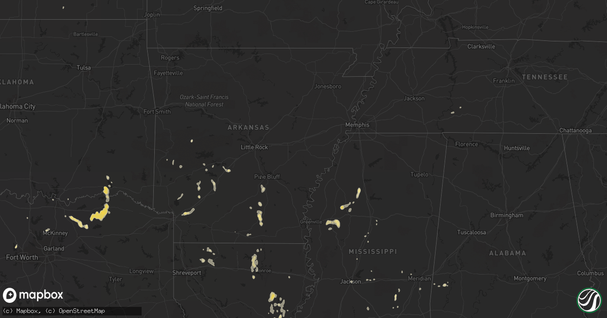 Hail map in Oklahoma on August 6, 2012