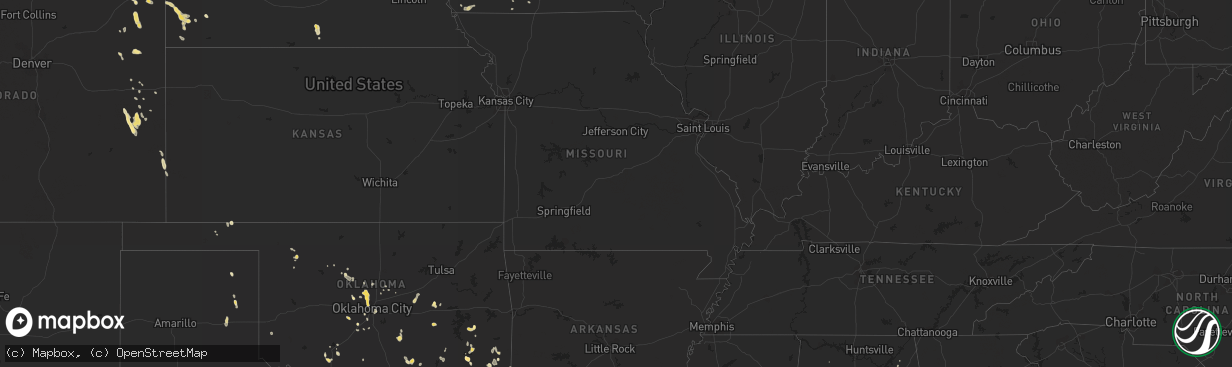 Hail map in Texas on August 7, 2012