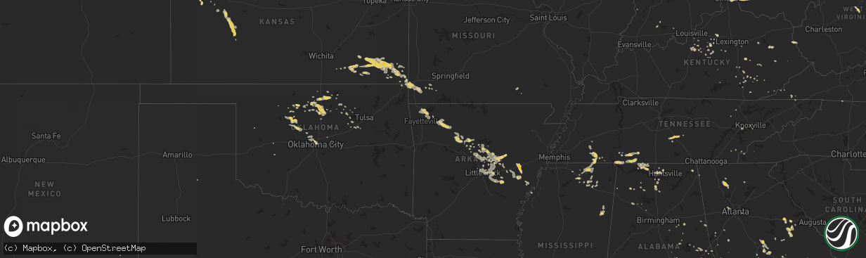 Hail map on August 8, 2011