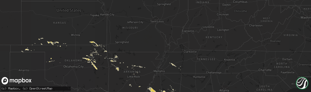 Hail map in Mississippi on August 10, 2011