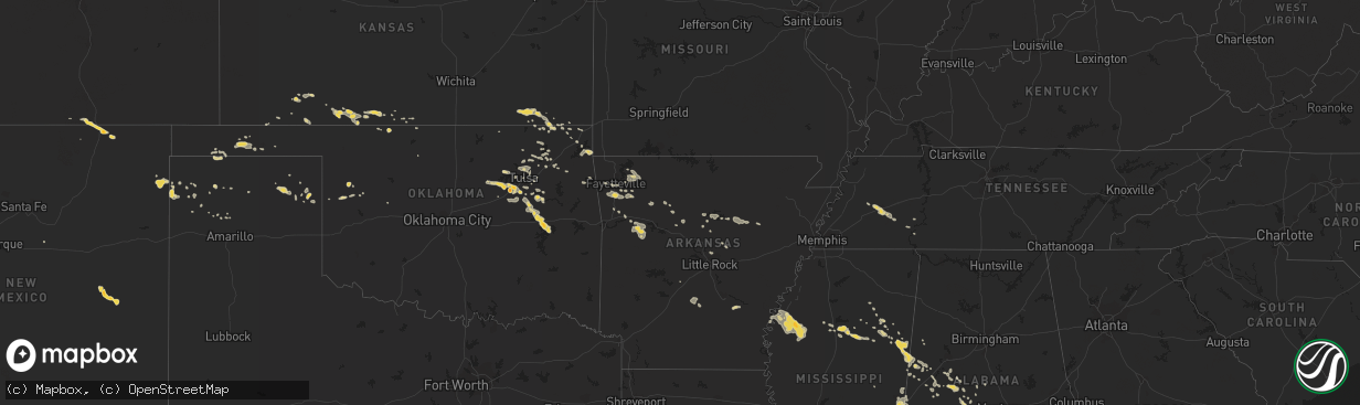 Hail map on August 10, 2011