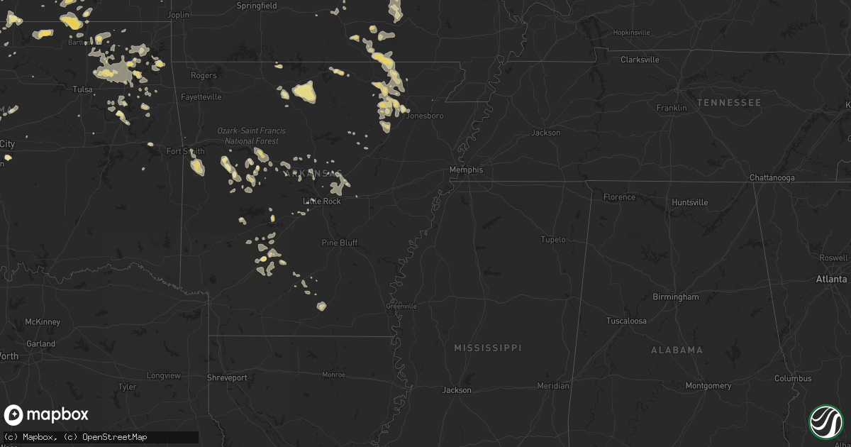 Hail map in Arkansas on August 12, 2011