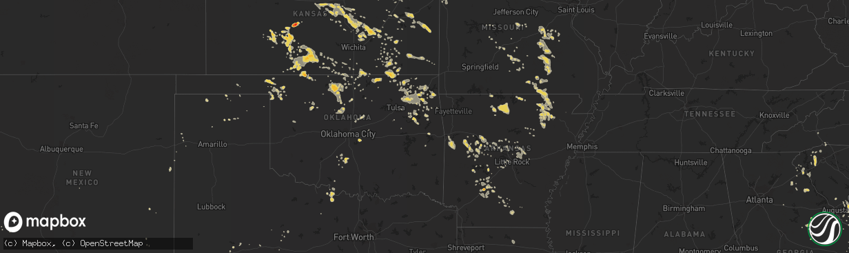 Hail map on August 12, 2011