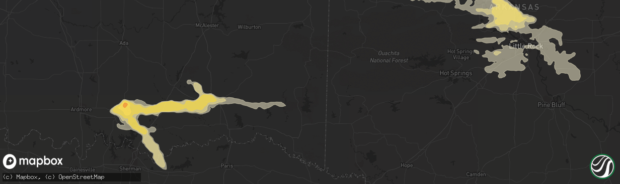 Hail map in Springdale, AR on August 12, 2012
