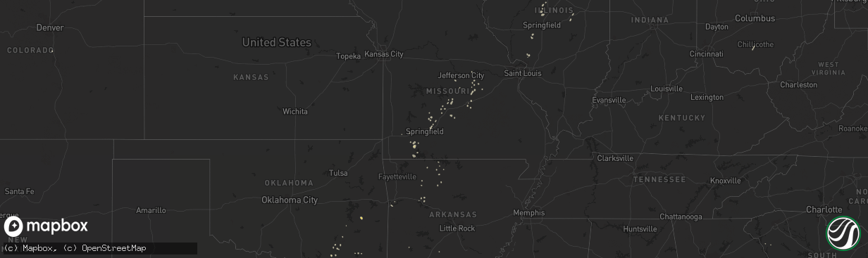Hail map on August 12, 2016