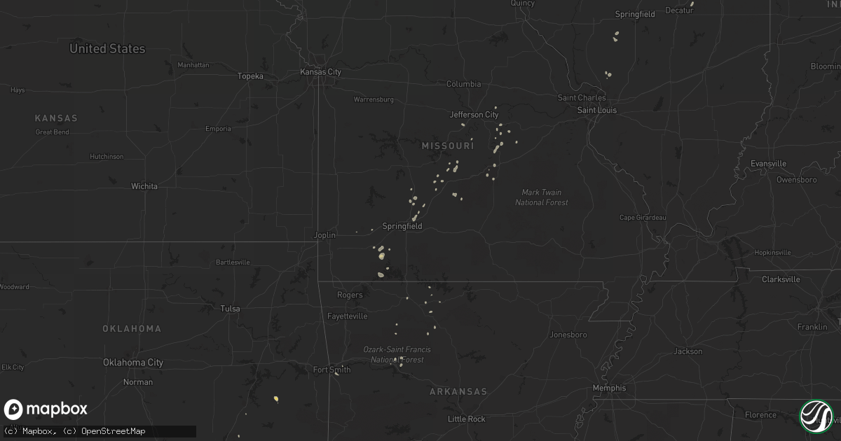 Hail map on August 12, 2016