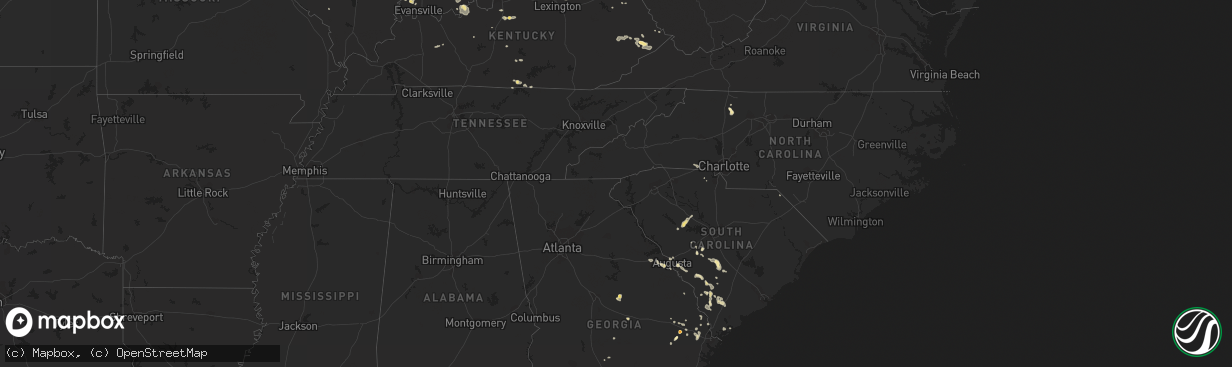 Hail map in North Carolina on August 13, 2011